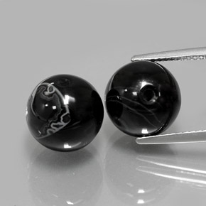 Gemas de ónix negro natural de  ct, esfera / bola, opaco