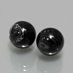 Gemas de ónix negro natural de  ct, esfera / bola, opaco