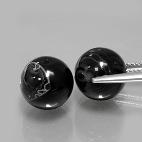 Gemas de ónix negro natural de  ct, esfera / bola, opaco