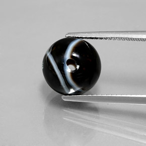 Ónix Negro natural de 6.94 ct, Esfera / Bola, Opaco