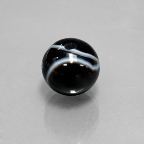 Ónix Negro natural de 6.94 ct, Esfera / Bola, Opaco