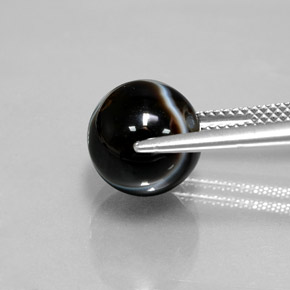 Ónix Negro natural de 6.94 ct, Esfera / Bola, Opaco