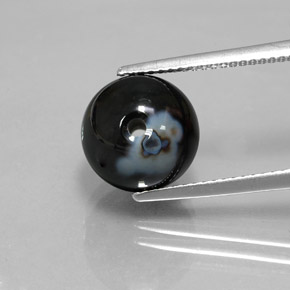 Ónix negro natural de 7,24 ct, esfera / bola, opaco