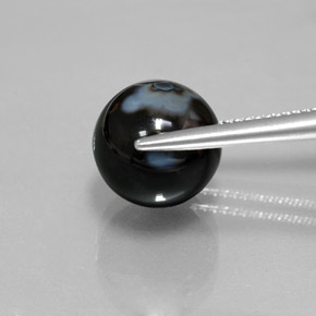 Ónix negro natural de 7,24 ct, esfera / bola, opaco