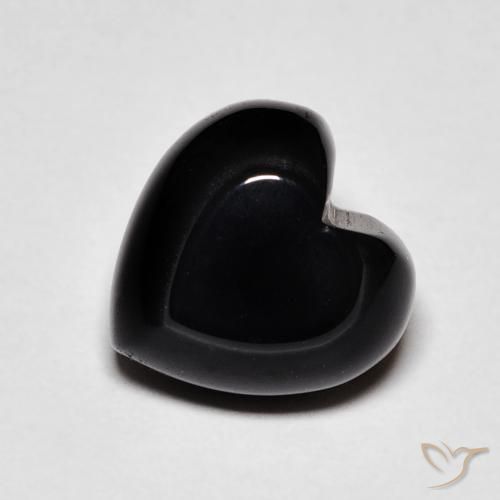Ónix Negro natural de 4.34 ct, Corazón, Opaco