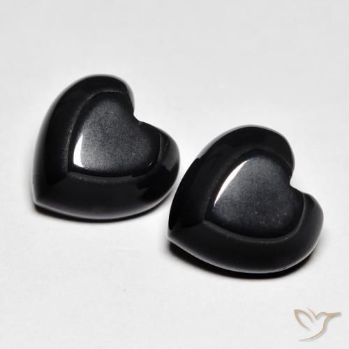 Gemas de Ónix Negro natural de 8.41 ct, Corazón, Opaco