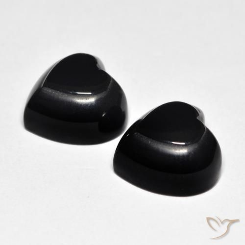 Gemas de Ónix Negro natural de 8.41 ct, Corazón, Opaco
