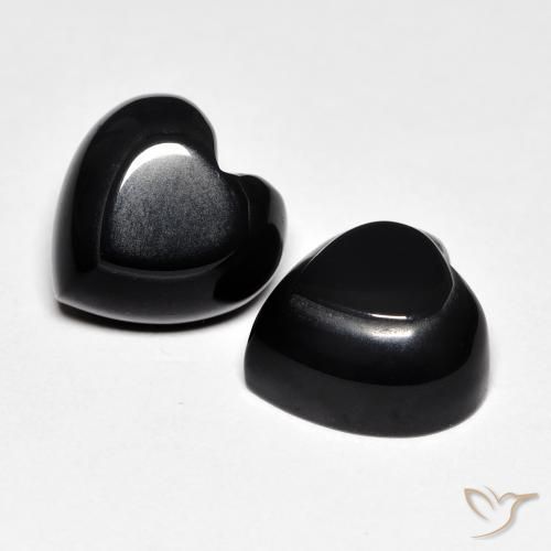 Gemas de Ónix Negro natural de 8.66 ct, Corazón, Opaco