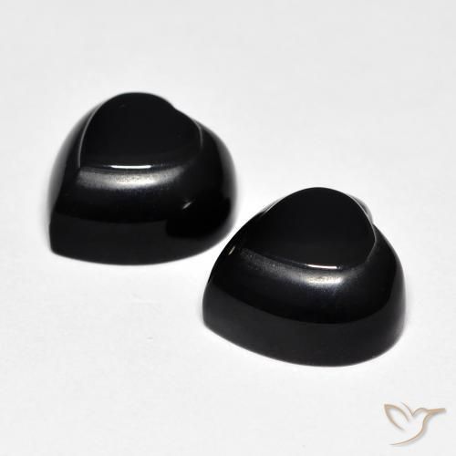 Gemas de Ónix Negro natural de 8.66 ct, Corazón, Opaco