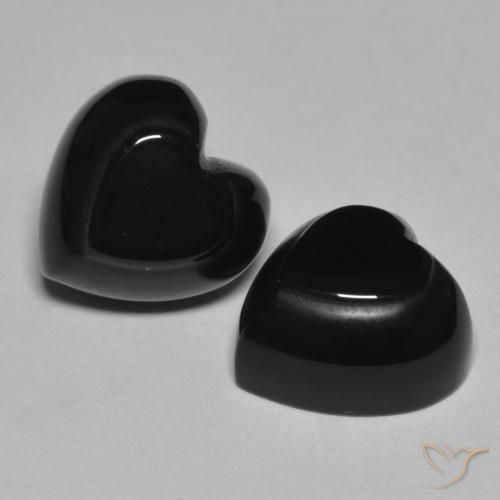 Gemas de Ónix Negro natural de 8.59 ct, Corazón, Opaco