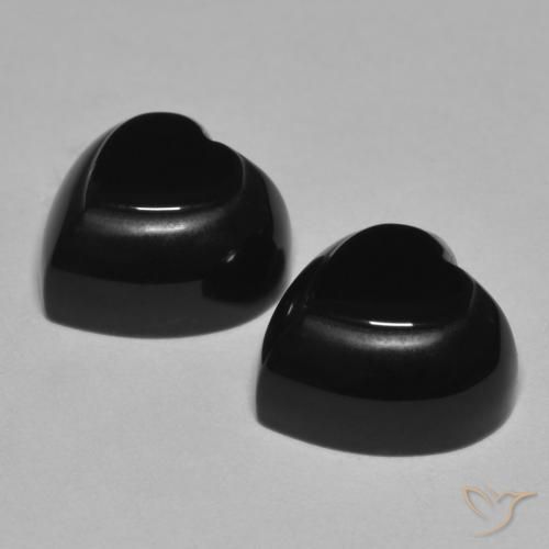 Gemas de Ónix Negro natural de 8.59 ct, Corazón, Opaco