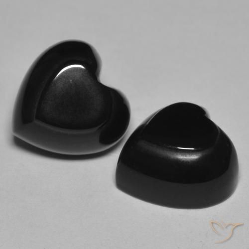 Gemas de Ónix Negro natural de 8.54 ct, Corazón, Opaco