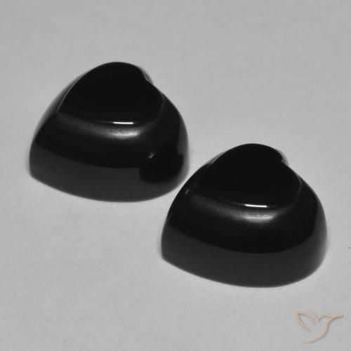 Gemas de Ónix Negro natural de 8.54 ct, Corazón, Opaco