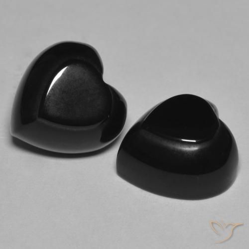 Gemas de Ónix Negro natural de 8.67 ct, Corazón, Opaco