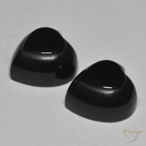 Gemas de Ónix Negro natural de 8.67 ct, Corazón, Opaco