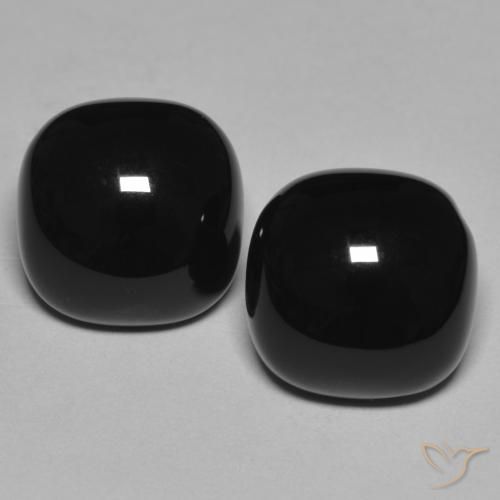 Gemas de Ónix Negro natural de 9.68 ct, Forma Cojín, Opaco