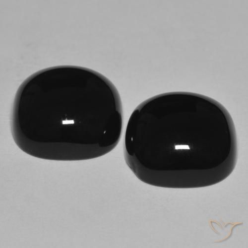 Gemas de Ónix Negro natural de 9.68 ct, Forma Cojín, Opaco