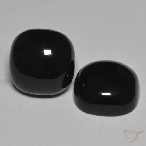 Gemas de Ónix Negro natural de 9.56 ct, Forma Cojín, Opaco
