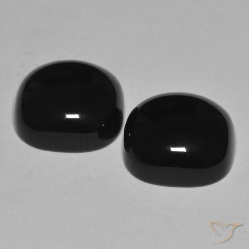 Gemas de Ónix Negro natural de 9.56 ct, Forma Cojín, Opaco
