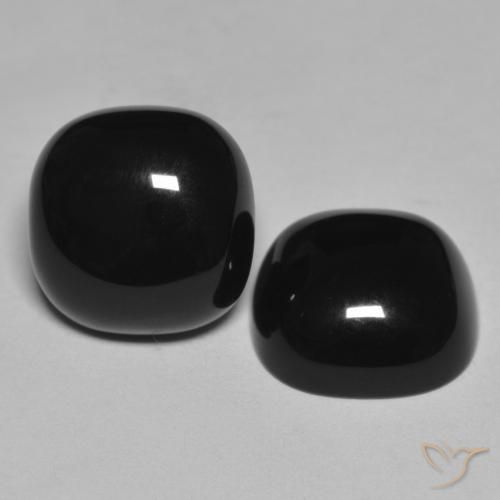 Gemas de Ónix Negro natural de 9.56 ct, Forma Cojín, Opaco