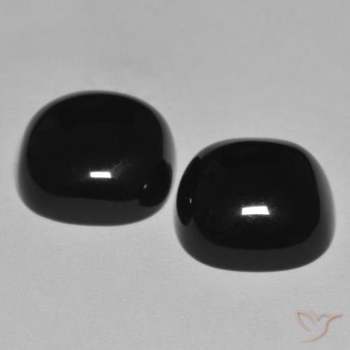 Gemas de Ónix Negro natural de 9.56 ct, Forma Cojín, Opaco