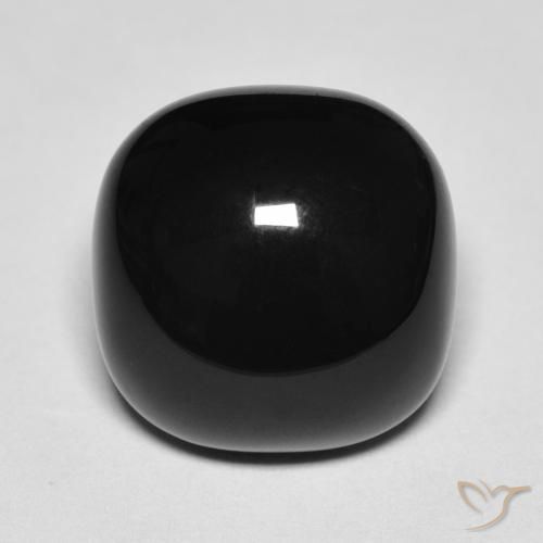Ónix Negro natural de 4.74 ct, Forma Cojín, Opaco