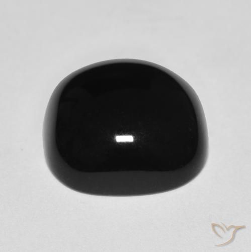 Ónix Negro natural de 4.51 ct, Forma Cojín, Opaco