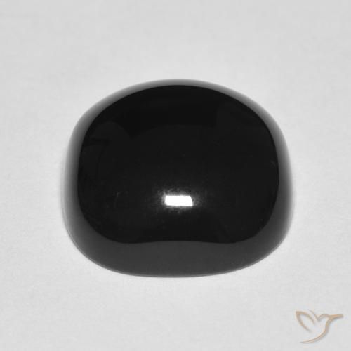 Ónix Negro natural de 4.78 ct, Forma Cojín, Opaco