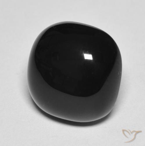 Ónix Negro natural de 4.87 ct, Forma Cojín, Opaco