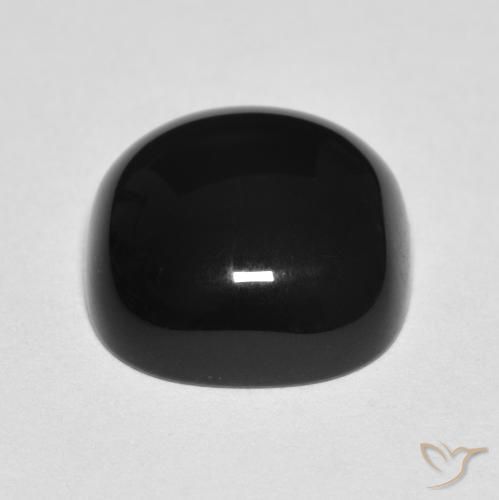 Ónix Negro natural de 4.87 ct, Forma Cojín, Opaco