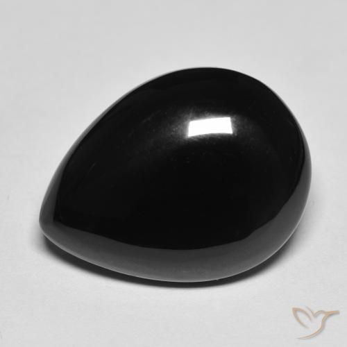 Ónix Negro natural de 10.74 ct, En forma de pera, Opaco