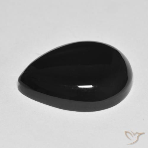 Ónix Negro natural de 10.74 ct, En forma de pera, Opaco