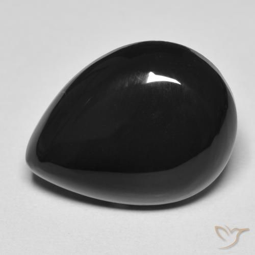 Ónix Negro natural de 10.39 ct, En forma de pera, Opaco