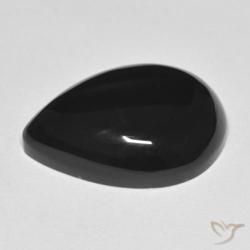 Ónix Negro natural de 10.39 ct, En forma de pera, Opaco
