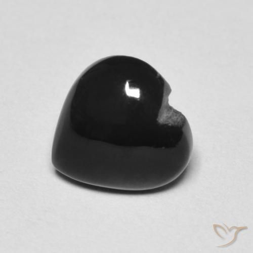 Ónix negro natural de 1,39 ct, forma de corazón, opaco