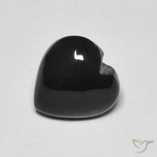 Ónix negro natural de 1,39 ct, forma de corazón, opaco