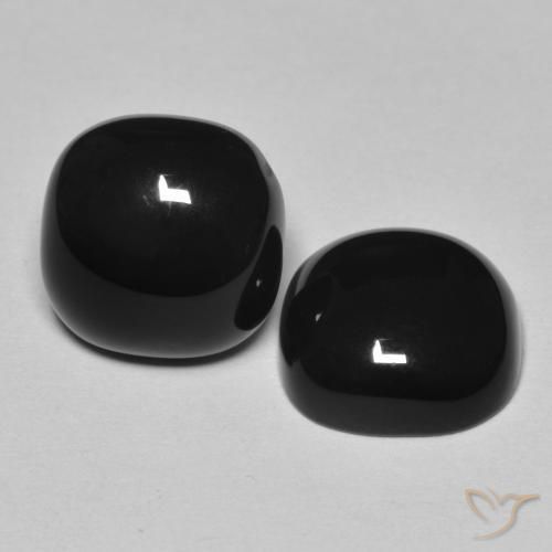 Gemas de Ónix Negro natural de 9.62 ct, Forma Cojín, Opaco
