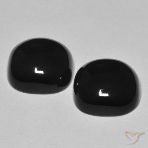 Gemas de Ónix Negro natural de 9.62 ct, Forma Cojín, Opaco