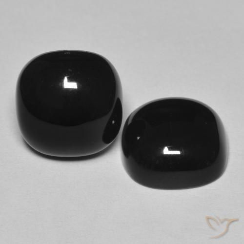 Gemas de Ónix Negro natural de 9.65 ct, Forma Cojín, Opaco