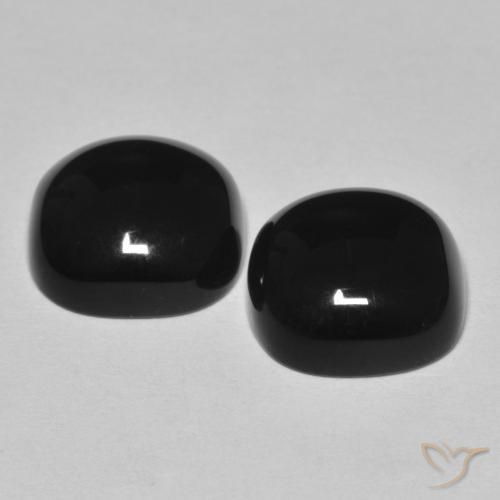 Gemas de Ónix Negro natural de 9.65 ct, Forma Cojín, Opaco