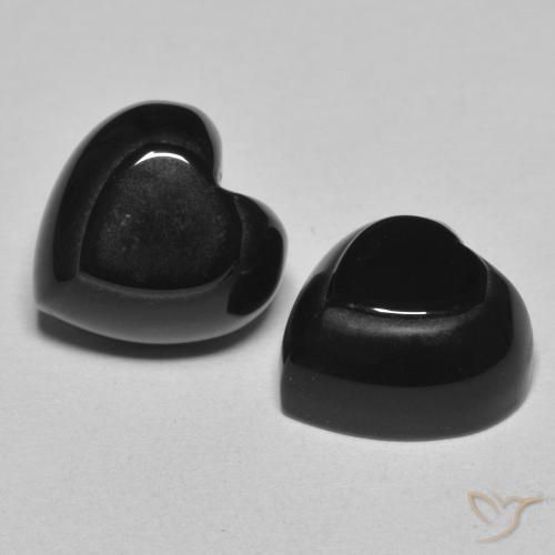 Gemas de Ónix Negro natural de 8.64 ct, Corazón, Opaco