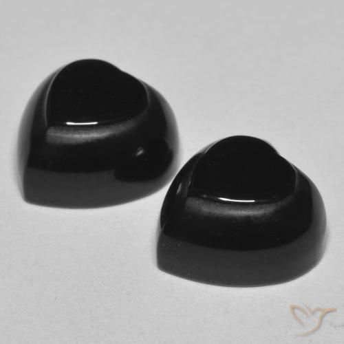 Gemas de Ónix Negro natural de 8.64 ct, Corazón, Opaco