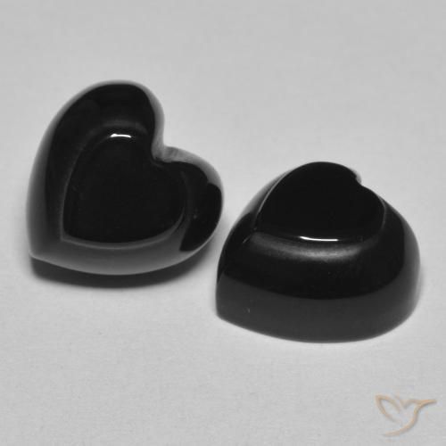 Gemas de Ónix Negro natural de 8.46 ct, Corazón, Opaco
