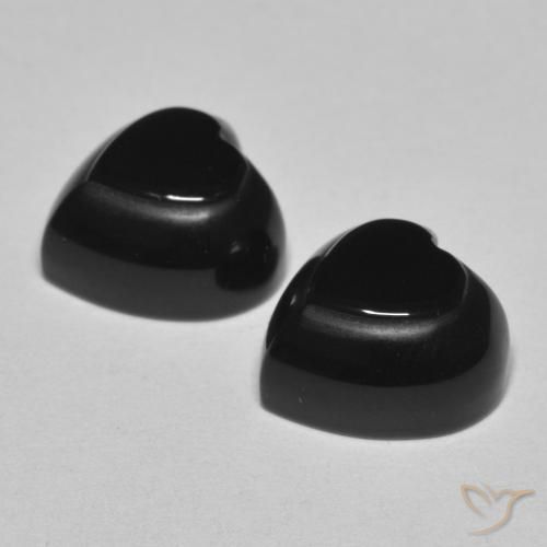 Gemas de Ónix Negro natural de 8.46 ct, Corazón, Opaco