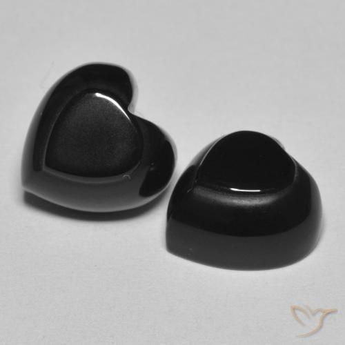 Gemas de Ónix Negro natural de 8.63 ct, Corazón, Opaco