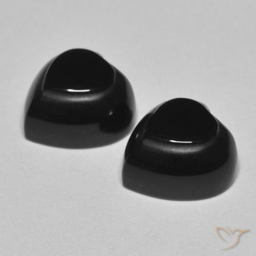Gemas de Ónix Negro natural de 8.63 ct, Corazón, Opaco