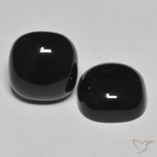 Gemas de Ónix Negro natural de 9.70 ct, Forma Cojín, Opaco