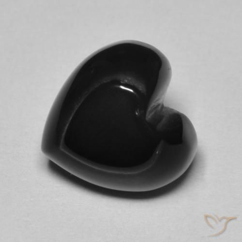 Ónix Negro natural de 4.24 ct, Corazón, Opaco