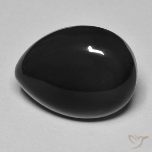 Ónix Negro natural de 11.43 ct, En forma de pera, Opaco