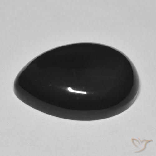 Ónix Negro natural de 11.43 ct, En forma de pera, Opaco